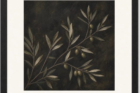 Olive Branch Study, framed botanical artwork from Studio Sakaia