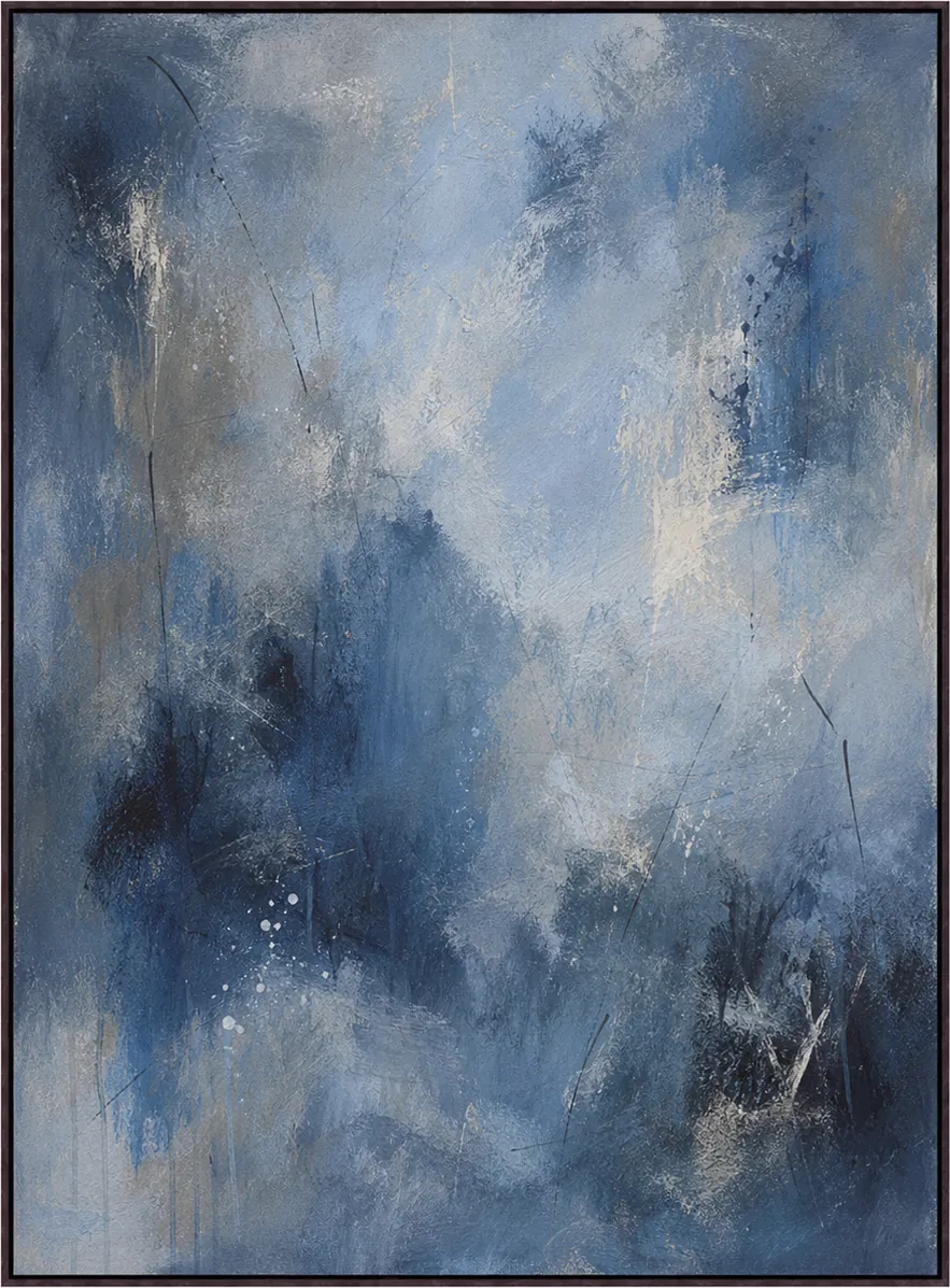 Blue and Silver Abstract, original artwork by Studio Sakaia, made to order