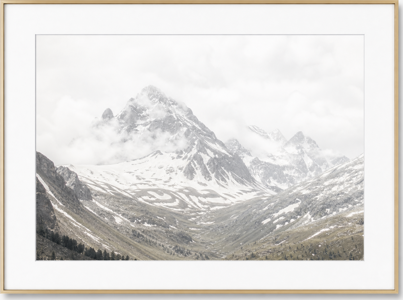 Cloud-Shrouded Alpine Peak Photograph, original artwork by Studio Sakaia, made to order