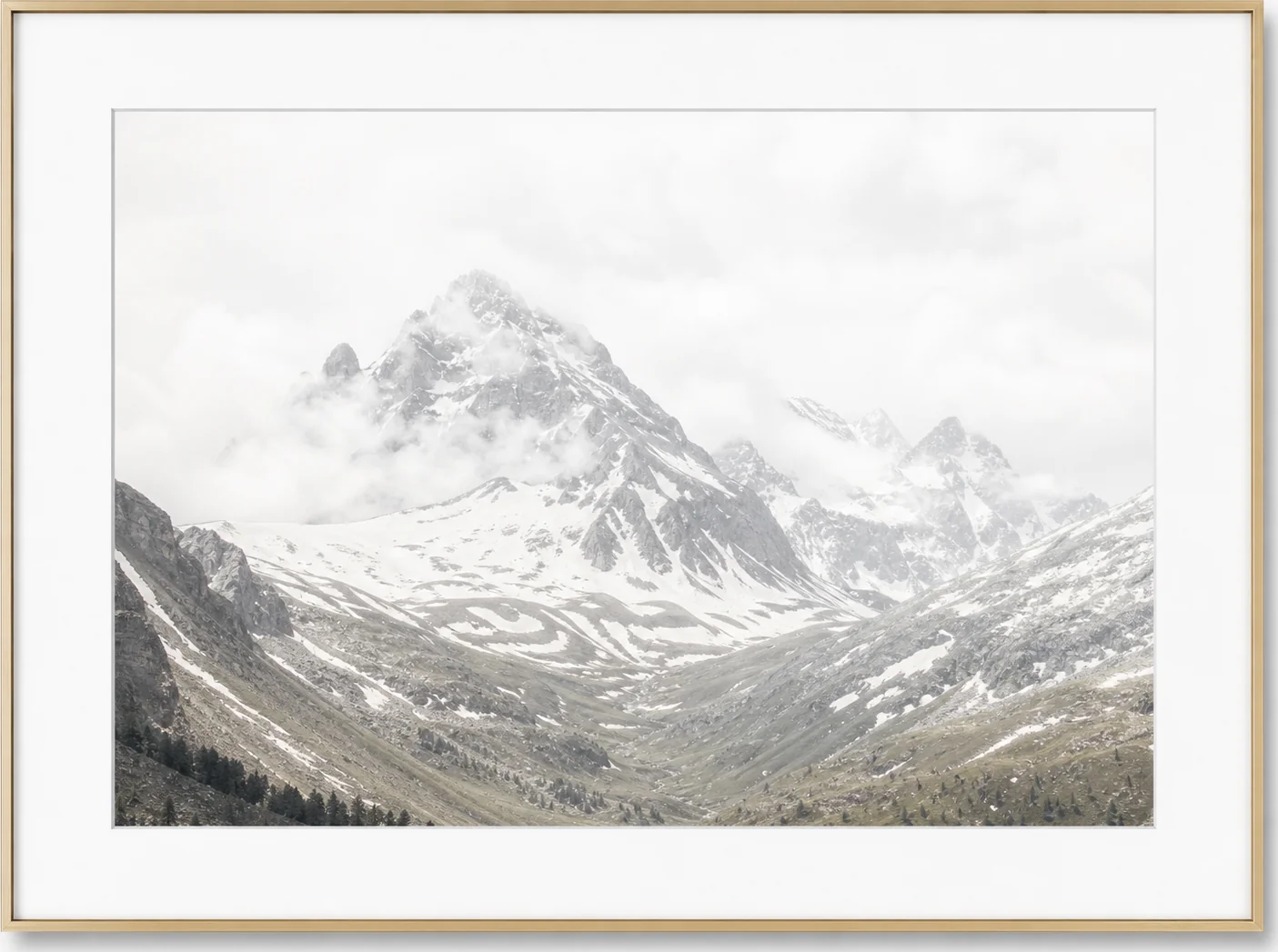 Cloud-Shrouded Alpine Peak Photograph, original artwork by Studio Sakaia, made to order