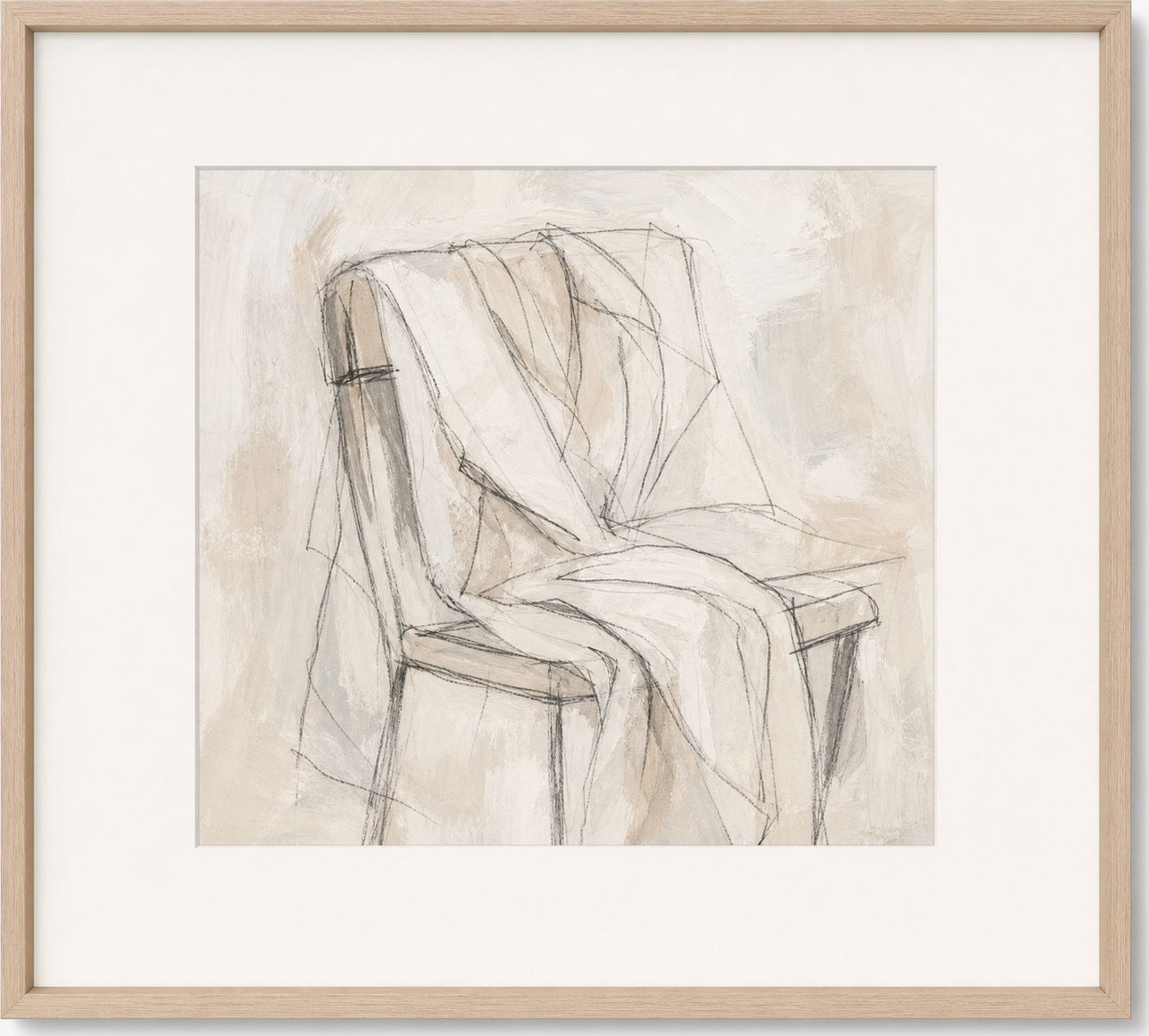 Draped Chair Charcoal Study, original artwork by Studio Sakaia, made to order