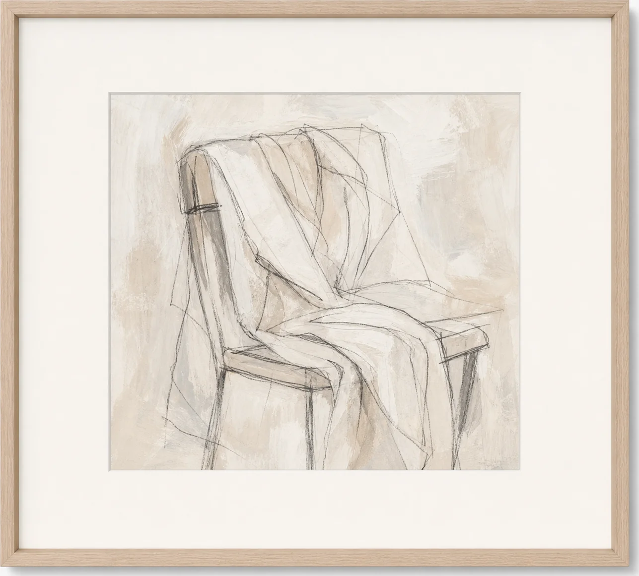 Draped Chair Charcoal Study, original artwork by Studio Sakaia, made to order