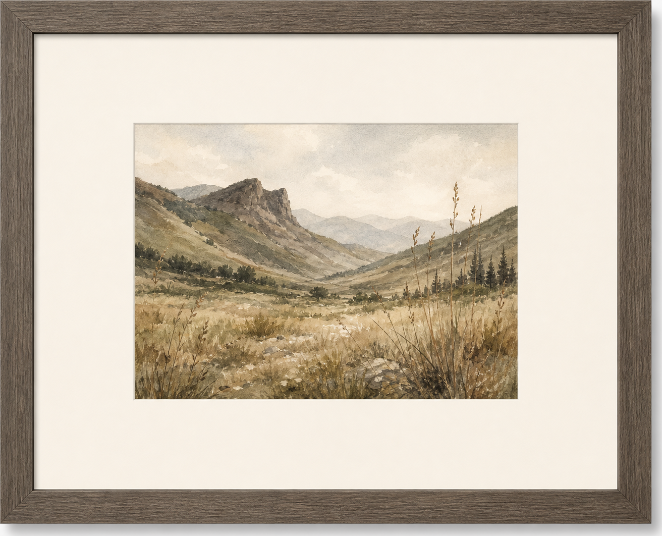 Mountain Valley Watercolour, original artwork by Studio Sakaia, made to order