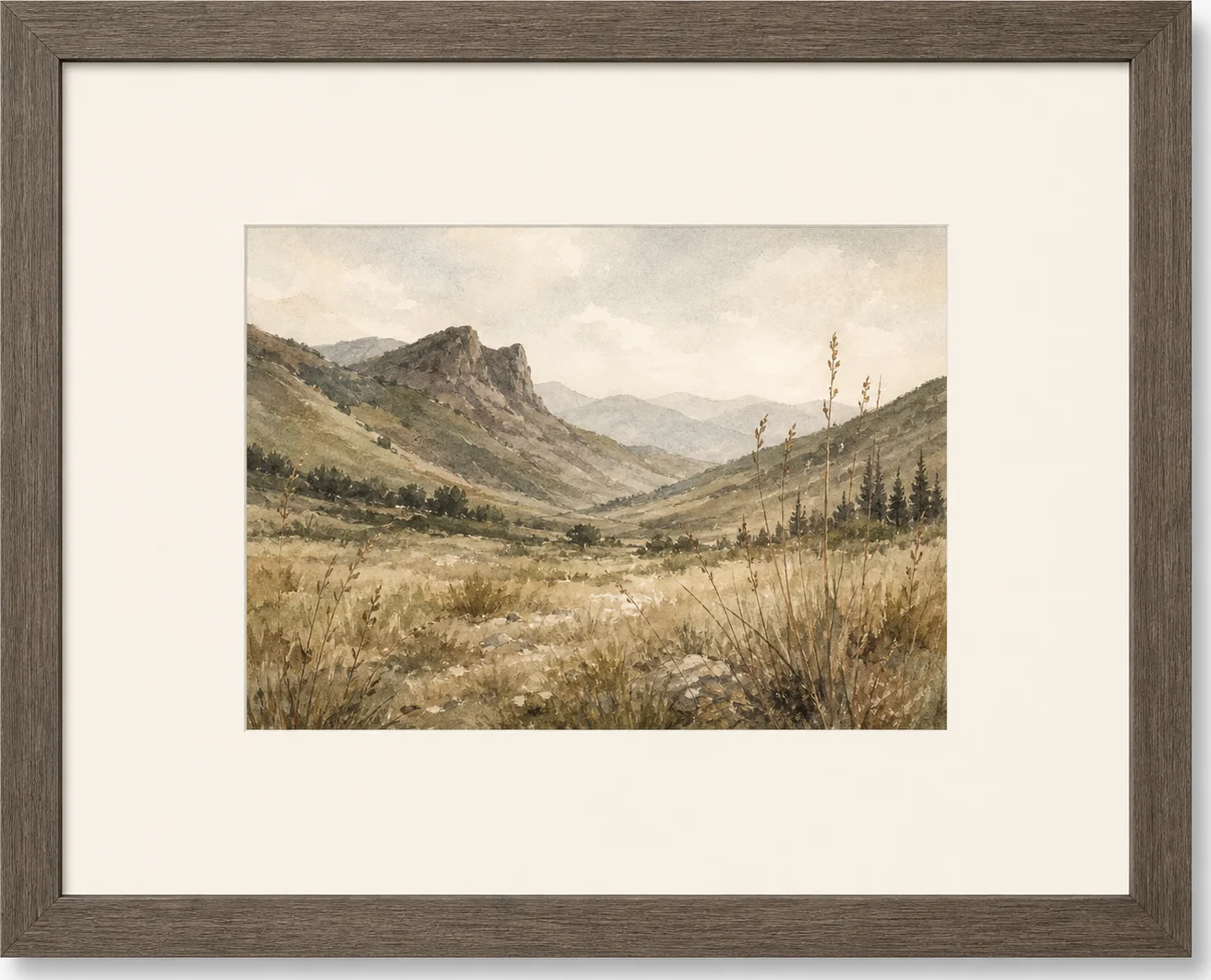Mountain Valley Watercolour, original artwork by Studio Sakaia, made to order