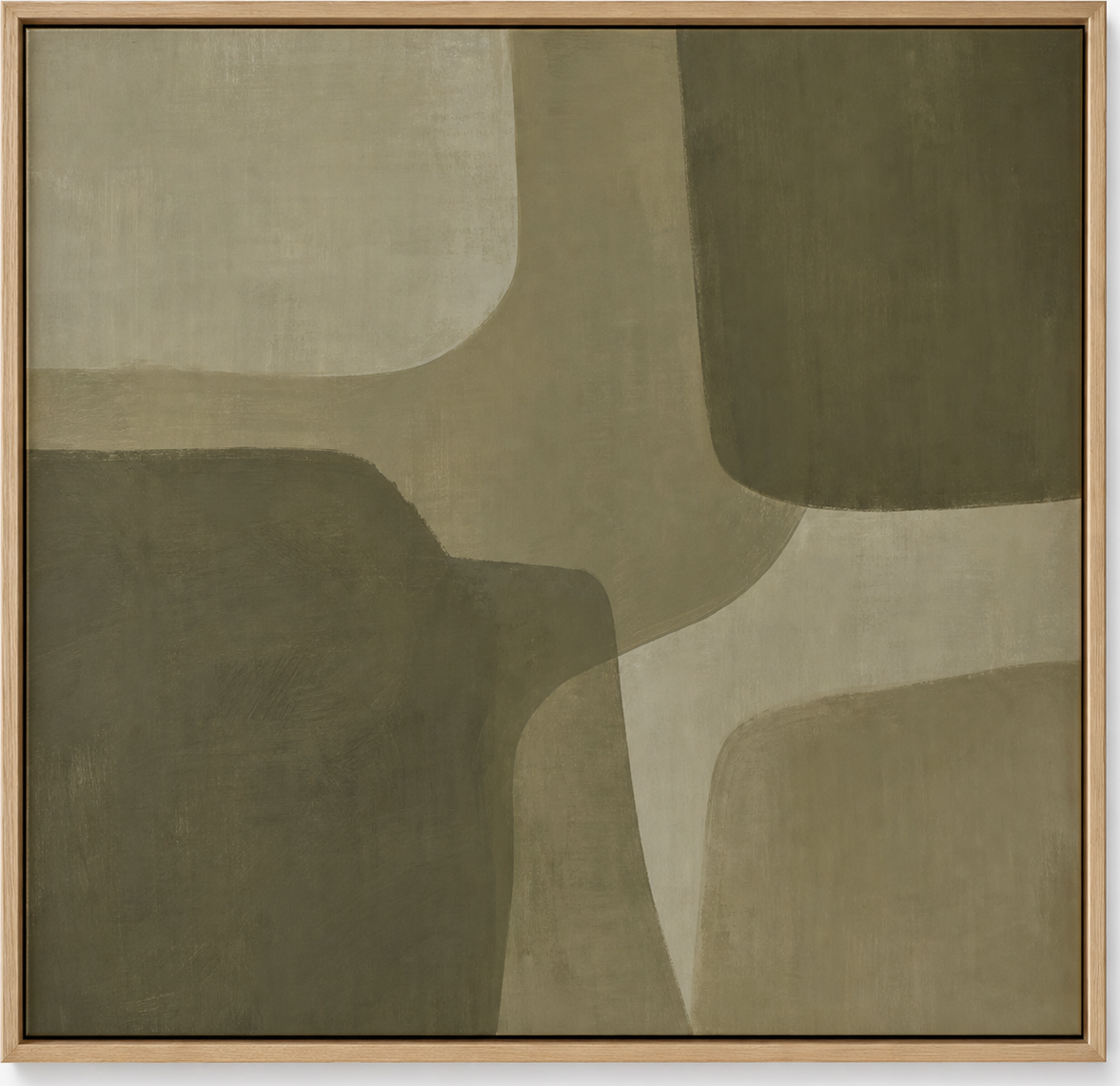 Olive Tonal Abstract Canvas, original artwork by Studio Sakaia, made to order