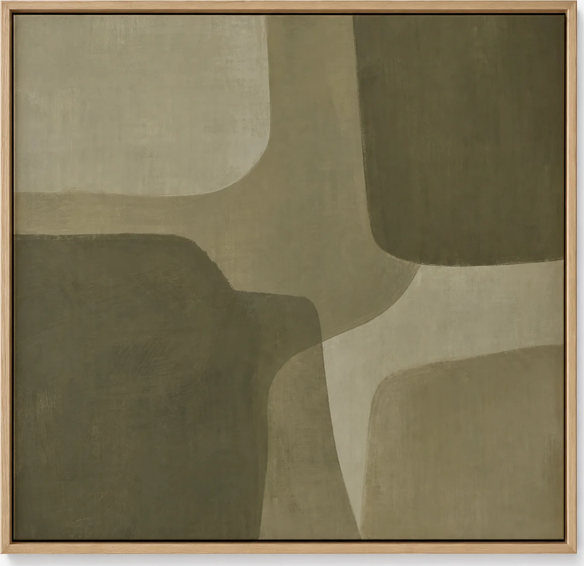Olive Tonal Abstract Canvas, original artwork by Studio Sakaia, made to order