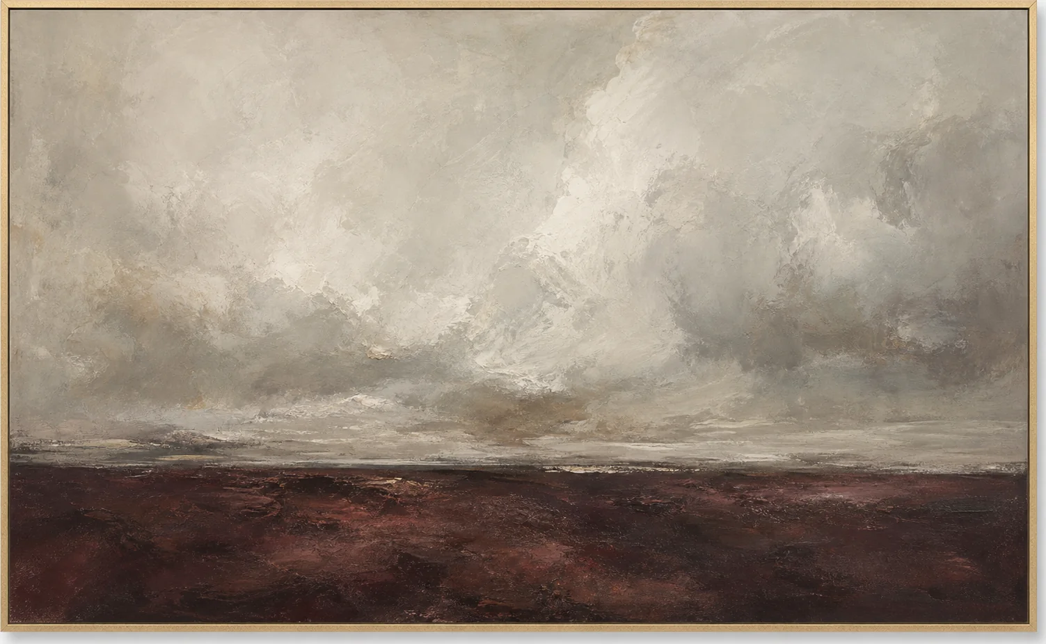 Oxblood Horizon Abstract Landscape, original artwork by Studio Sakaia, made to order
