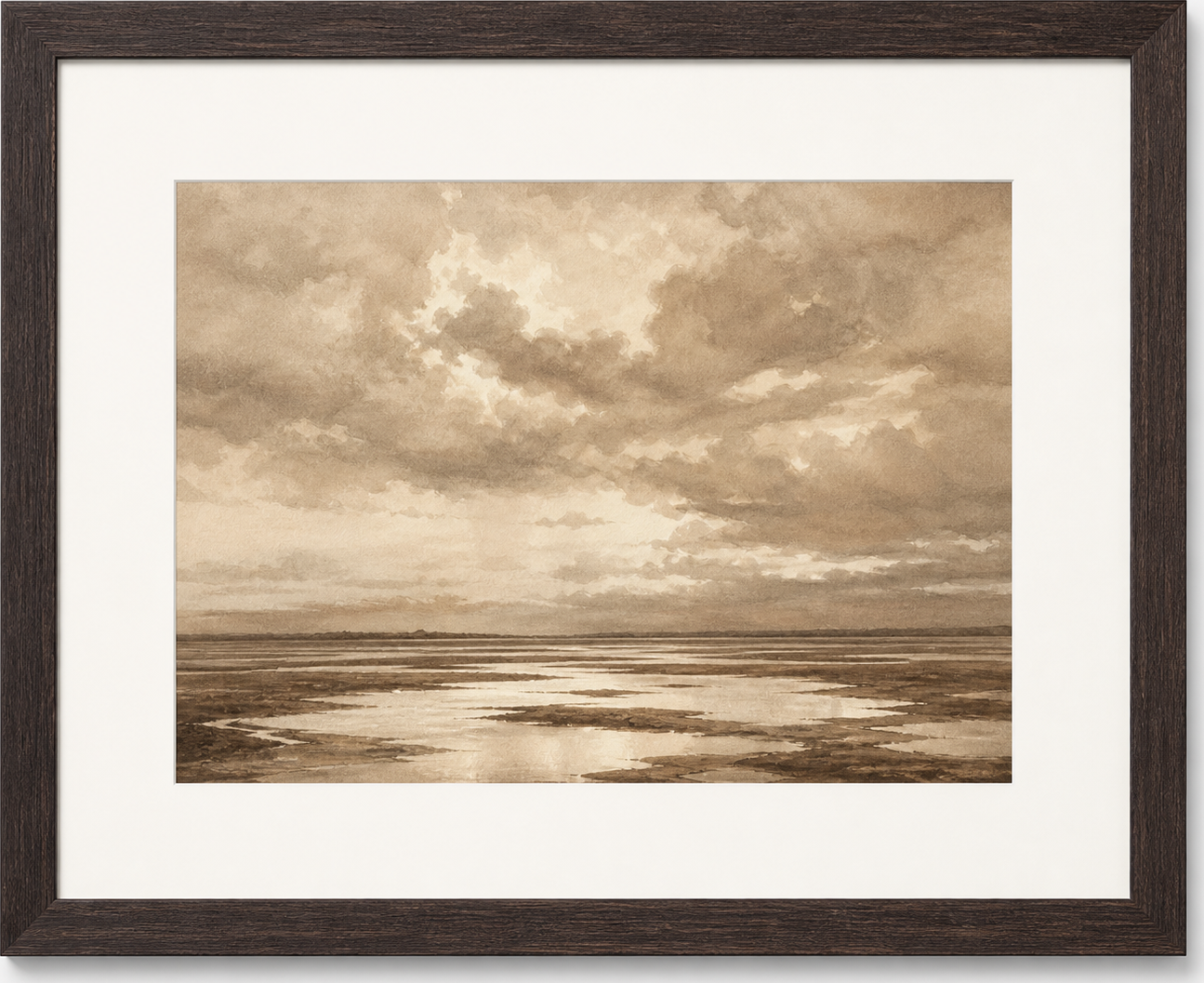 Tonal Sepia Coastal Landscape, original artwork by Studio Sakaia, made to order