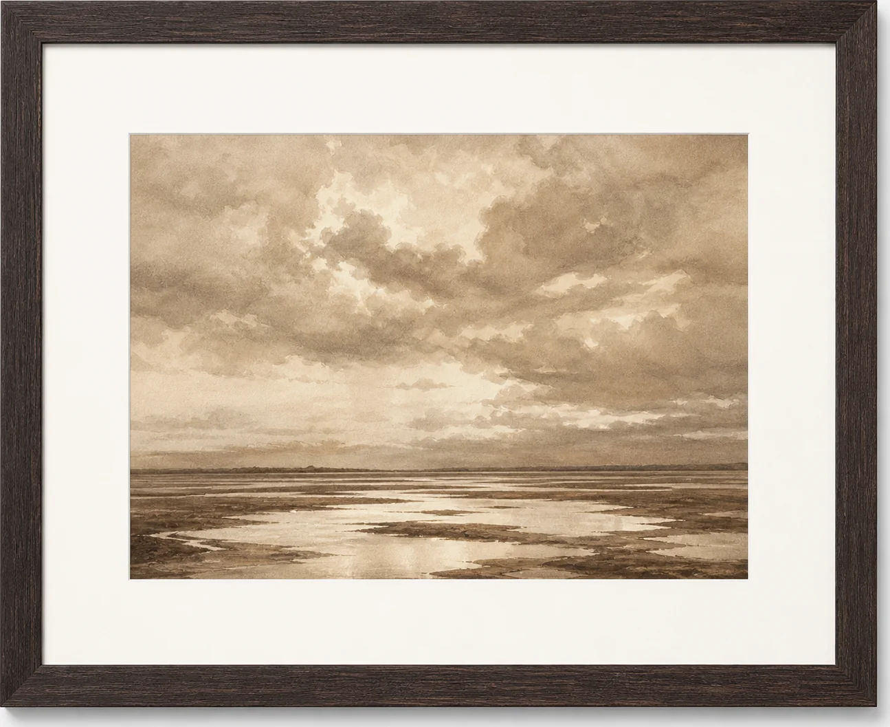 Tonal Sepia Coastal Landscape, original artwork by Studio Sakaia, made to order