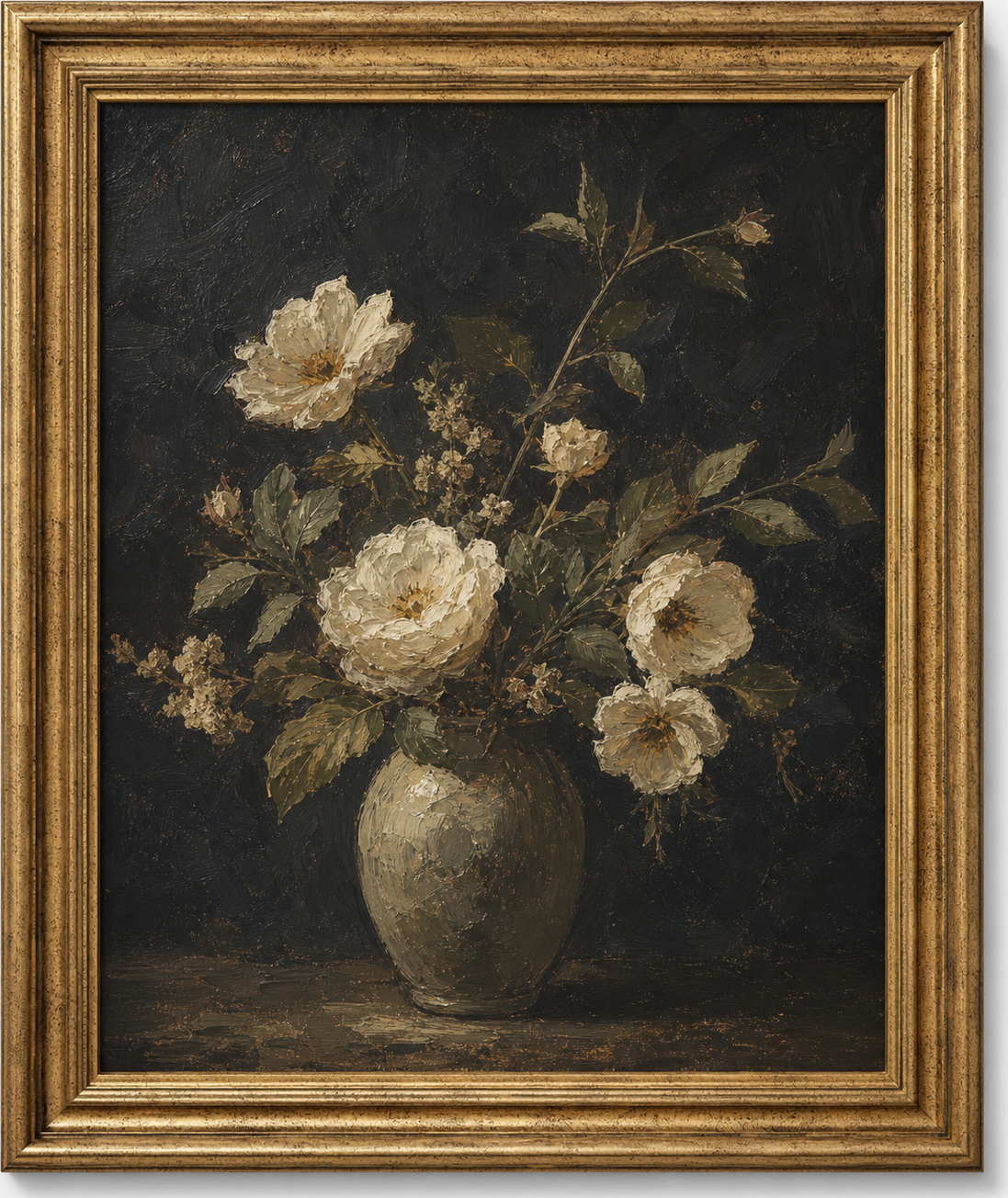 White Floral Still Life Oil, original artwork by Studio Sakaia, made to order